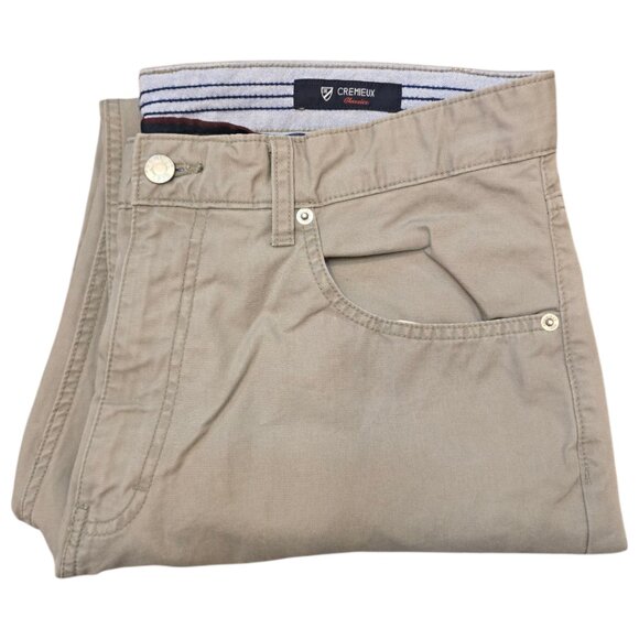 Men's Taupe CREMIEUX 5 Pocket Chino Pants sz 35 x 30 - Picture 1 of 9